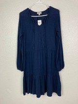Style &amp; Co Navy Blue Long Sleeve Knit Dress Women Medium Petite Knee Len... - £23.28 GBP