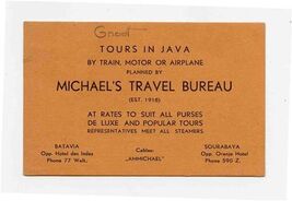 Michael's Travel Bureau Card 1930's Batavia &amp; Sourabaya Java Railroad Ro... - $27.72
