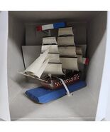 French Large Double Decker Handcrafted Wooden Model Ship - $443.42 MXN