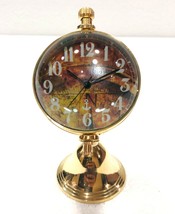 Antique Maritime Victoria London Shiny Brass Finish Globe Desk Top Table Clock - £40.56 GBP