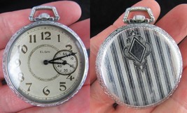 Rare Antique Pocket Watch Elgin &quot;Defiance&quot; Case 12s 7j Sideways Second Hand!! - £141.99 GBP
