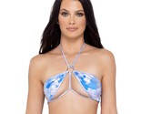 Cloud Print Strappy Bikini Crop Top Sky Cut Out Cups O Ring Halter Neck ... - $26.09