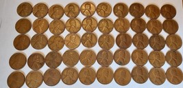 Lot 50 Wheat Cent Pennies Coins - £23.36 GBP