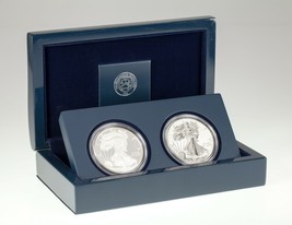 2012-S American Eagle Dos Monedas de Plata Juego Con / Caja, COA, Y Funda - £205.17 GBP