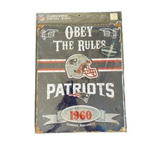 NFL New England Patriots Metal Embossed Distressed Obey The Rules Tin Sign 14.5&quot; - £18.48 GBP