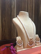 22 KT Gold Plating Silver Moissanite  Hyderabadi Style Raani Haar necklace set - - £619.38 GBP