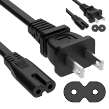 5Core Extra Long 12ft 2 Prong Non-Polarized AC Wall Power Cable 2 Slot Cord - £5.96 GBP