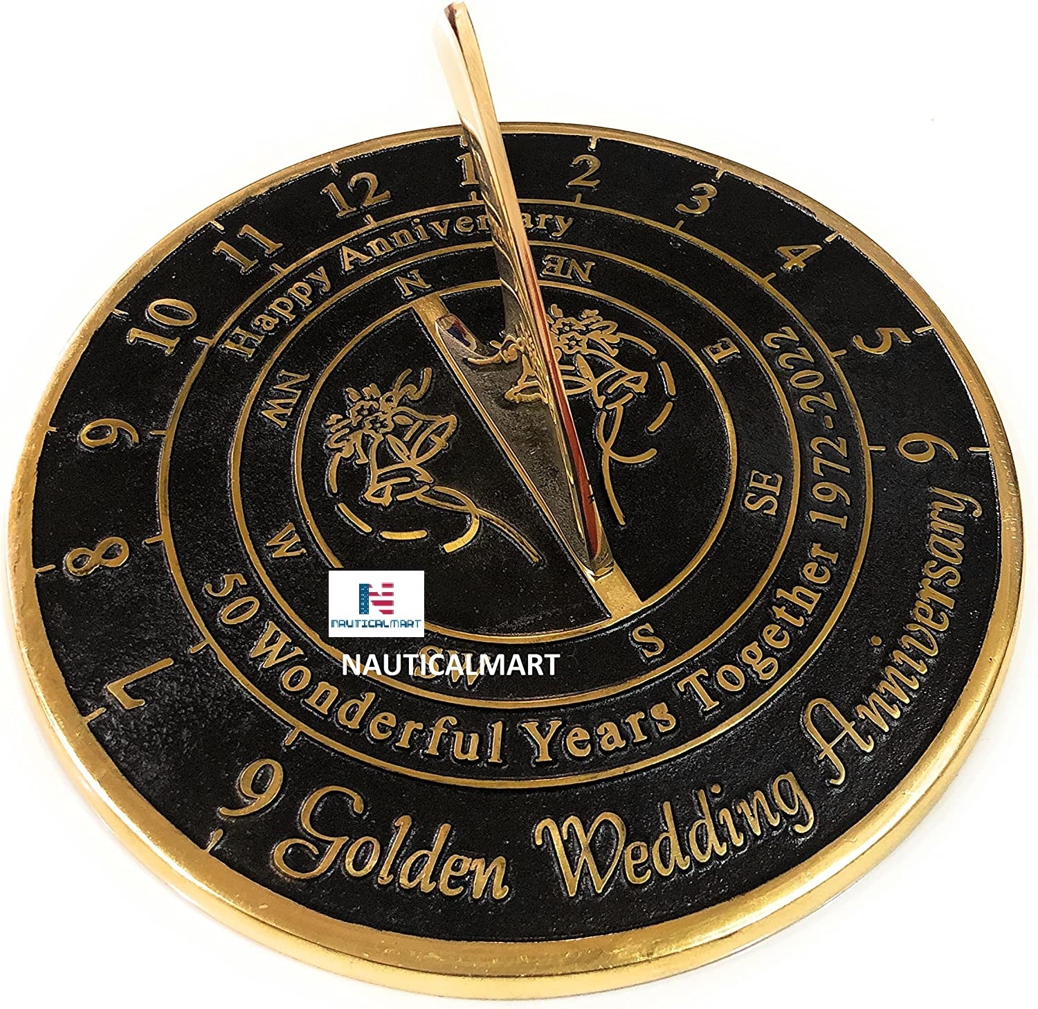 50th Golden Wedding Anniversary Sundial Gift Heavy Duty Brass Home Decor... - $79.00