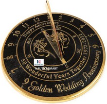 50th Golden Wedding Anniversary Sundial Gift Heavy Duty Brass Home Decor Or Gard - £62.92 GBP