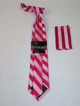 Men's Stacy Adams Tie and Hankie Set Woven Silky #St4 Fuchsia Pink image 3
