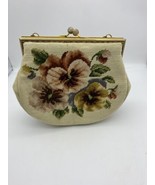 VTG Switkes Handbag Purse 1950s Needlepoint Needlework Floral Cream - $102.50 CAD