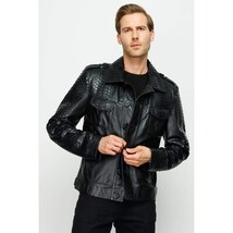 The Manteca Snake Skin Leather Black Men Jacket image 8