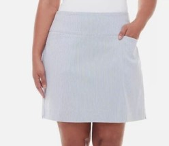 SC &amp; CO Women Golf Skirt Skort Blue Stripe L 360 Tummy Control Pockets NWOT - $27.16