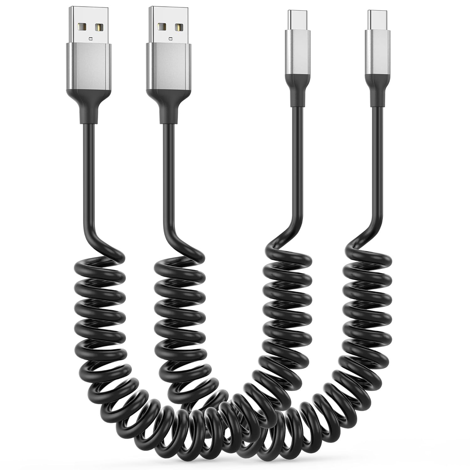 Primary image for Coiled Usb C Cable For Car 2Pack, 3A Usb Type C Charger Cable Fast Charging, Ret