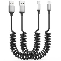 Coiled Usb C Cable For Car 2Pack, 3A Usb Type C Charger Cable Fast Charging, Ret - £14.95 GBP