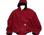 VTG CARHARTT Size 2XL Union Made in USA Hooded Bomber Jacket Red - £197.83 GBP