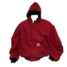 Vtg Carhartt Size 2XL Union Made In Usa Hooded Bomber Jacket Red - £175.97 GBP