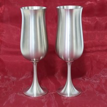 Royal Selangor 97% Satin Pewter Champagne Flute 2 Piece Set 7&quot; Wine Cup ... - £36.17 GBP