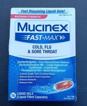 2 Mucinex Maximum Strength Fast Max Cold, Flu, 16 Liquid Gels (Y9) - £23.52 GBP