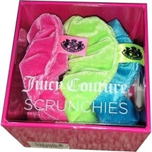 3PK Juicy Couture Scrunchies Velvet Pink Green Blue - £9.10 GBP