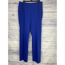 Chicos 1R Pull On Side Zip Dress Pants Womens M 8R Blue Straight Leg Str... - $18.00