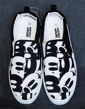 Disney 1928 Stark Black &amp; White Mickey Mouse Lightweight Slip-on Shoes M... - $44.99
