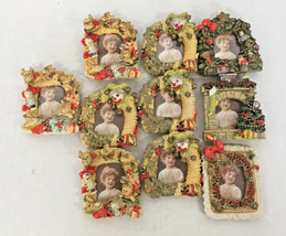 10 small Christmas holiday frame with victorian girl style picture shabb... - $21.73