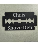 Personalized Shave Den Razor Blade Shape Sign: Bathroom Sign - $232.80 MXN