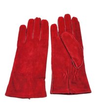 Fownes Red Suede Gloves Women&#39;s Size L Lined 10&quot; Wrist Length WPL 9522 - $24.06
