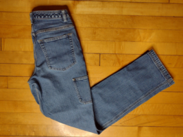 Duluth Trading Co Flex Daily Denim Jeans Womens Tag 4x33 Bootcut Dark Wash - £15.95 GBP