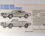 1967 Chevrolet Camaro Pacesetter Postcard Mailer Indianapolis 500 Pace Car - £15.76 GBP