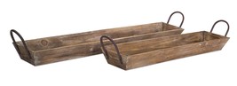 Wooden Tray w/Handles (Set of 2) 28.75&quot;L, 36.5&quot;L Wood - £59.05 GBP