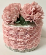  Floral 1 Tier Diaper Cake Pink and Silver Bling Baby Girl Shower Center... - £31.98 GBP