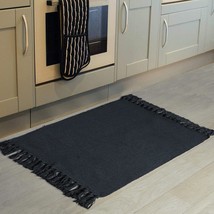 2X3 Black Kitchen Rug, Seavish Cotton Hand Woven Recycled Throw Rug Runner - £30.31 GBP