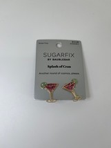 Sugarfix by Baublebar Splash of Cran Stud Earrings Gold Tone Pink Cosmo Martini - £7.32 GBP