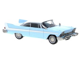 1958 Plymouth Fury Light Blue with White Top 1/87 (HO) Scale Model Car b... - $38.21
