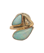 14k Yellow Gold Custom Modernist Tie Tack with Australian Opals (#J7364) - $632.15 CAD