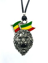 Lion of Judah Necklace Rasta Pewter Pendant Marley Jamaica Enamel Bead Cord Box - £15.13 GBP