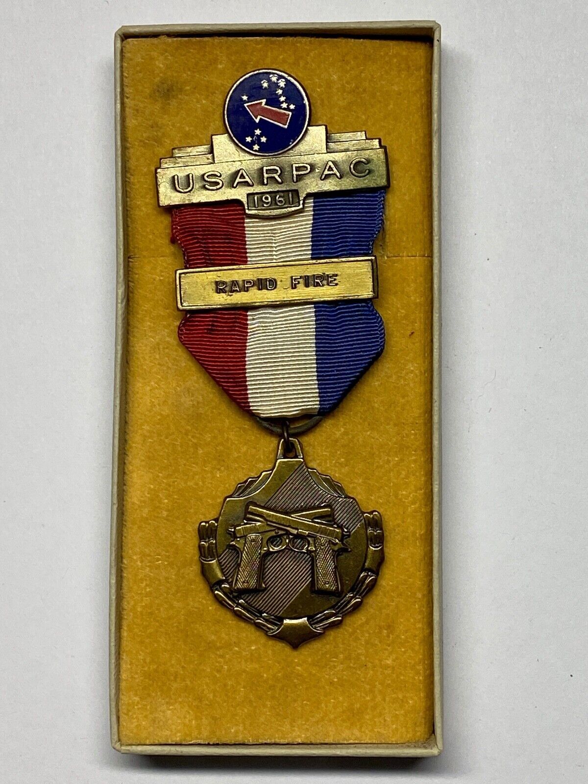 1961, USARPAC, U.S. ARMY PACIFIC, MARKSMANSHIP, RAPID FIRE, MEDAL, BLACK... - $15.00
