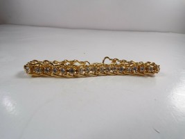 Layered Chain Link Gold Tone Crystal Stud 7.25&quot; Arm Bracelet Fashion Jewelry - £7.79 GBP