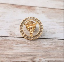 Pin / Brooch - Gold Tone Cherub with Silver Glitter Halo - £6.38 GBP