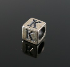 Vintage .925 Sterling Silver Tiny Cube Square Block Letter K Alphabet Charm 1.9g - £7.22 GBP