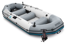 Intex Mariner 4 Person Inflatable Boat Set with Aluminum Oars and Pump - £433.60 GBP