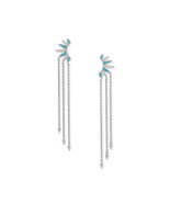 Sterling Silver Synthetic Turquoise and Cubic Zirconia Spike Chain Drop ... - $58.00