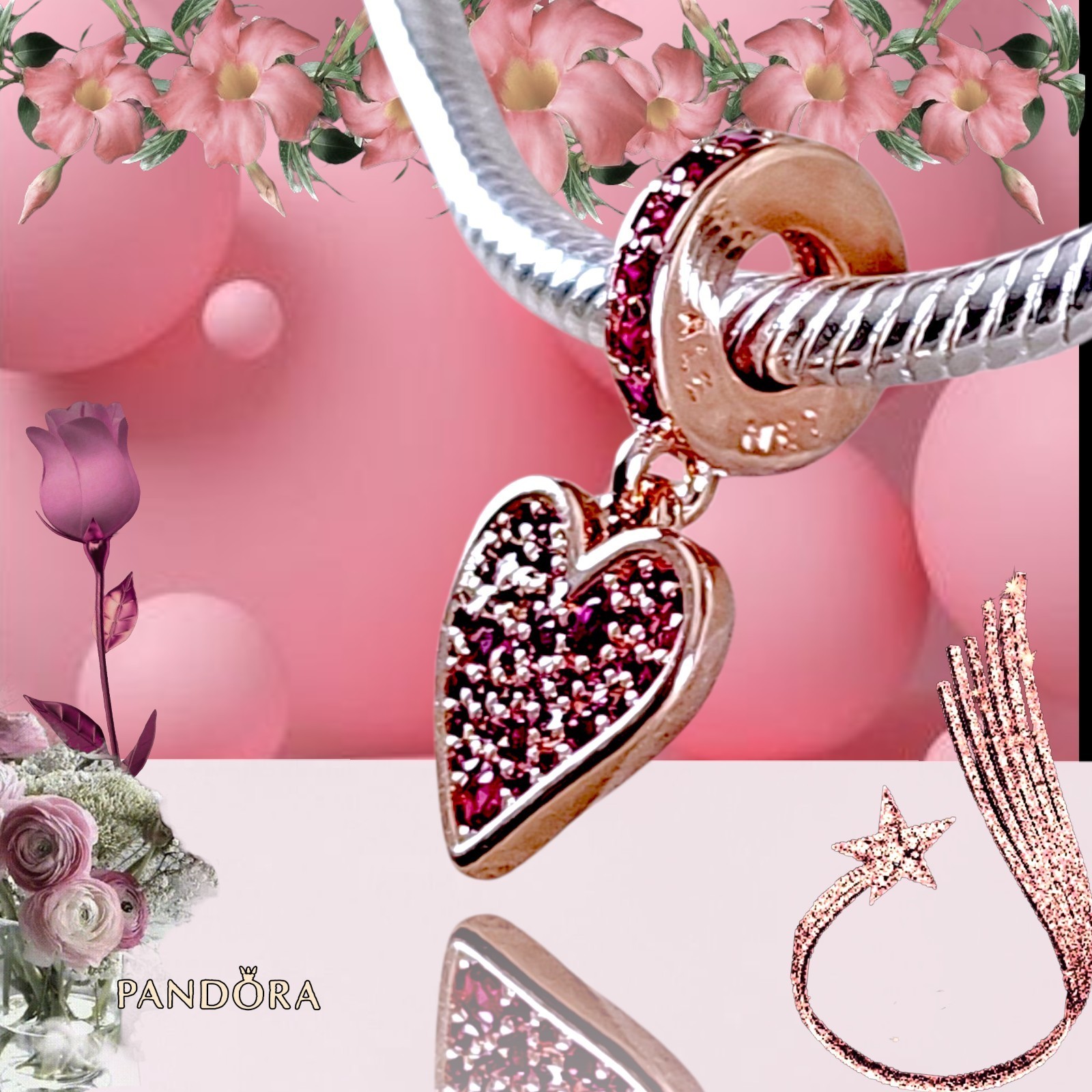 Pandora Charm, Rose Gold Plated Red Freehand Heart  #789565C01 US SELLER  Item image 4