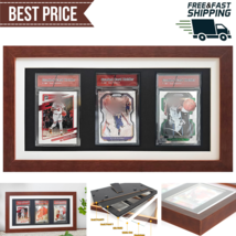 Graded Trading Card Display Case 3 PSA Slabs Sport Football Baseball Woo... - $677.99 MXN