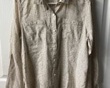 Eddie Bauer Long Sleeve Button Shirt Womens Medium Semi Sheer Cream Pockets - £10.47 GBP