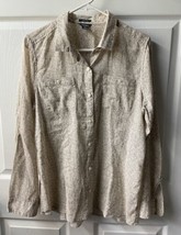 Eddie Bauer Long Sleeve Button Shirt Womens Medium Semi Sheer Cream Pockets - £10.41 GBP