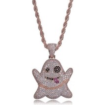 3Ct Round Cut CZ Diamond Funny Ghost Pendant 14K Yellow Gold Finish 18&#39;&#39;Chain - £107.90 GBP