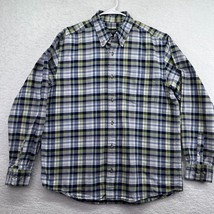 Eddie Bauer Shirt Adult Large Blue Green Plaid Relaxed Fit Long Sleeve C... - £15.81 GBP